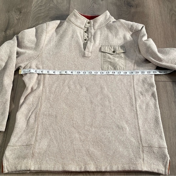 EUC WOOLRICH L/S 1/2 Snap Button High Neck Henley Sweater Top Beige M1763 MENS M - Picture 5 of 7